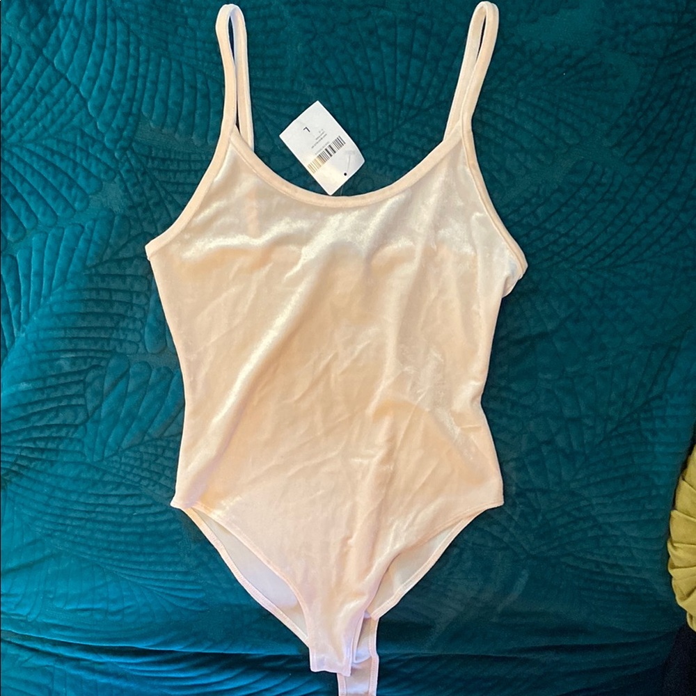Forever 21 Light Pink Velvet Bodysuit NWT